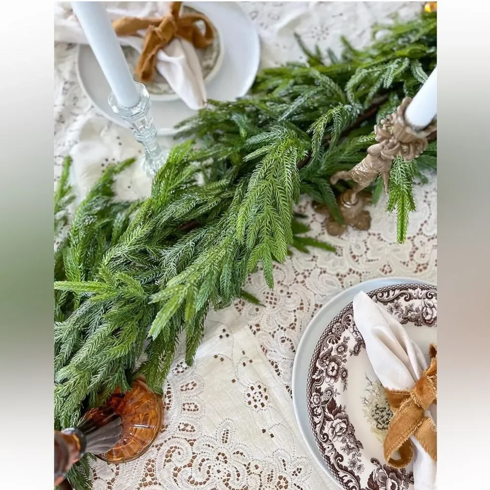 NWOT Real Touch Norfolk Pine Christmas Garland Artificial Green Holiday - Picture 8 of 9